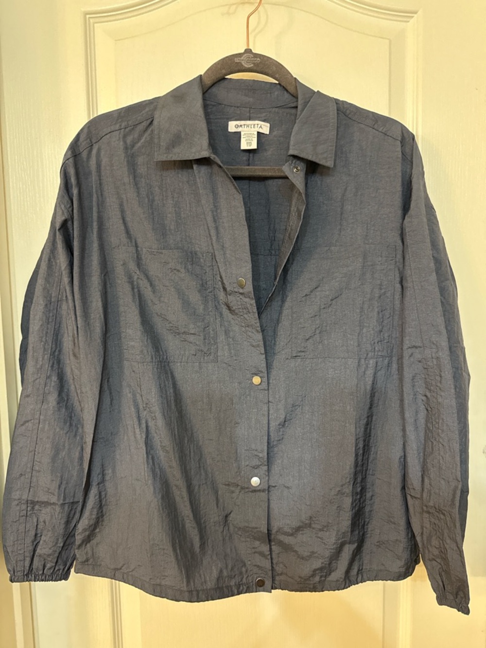 Athleta Slate Blue Casual Button-Down Shirt Jacket